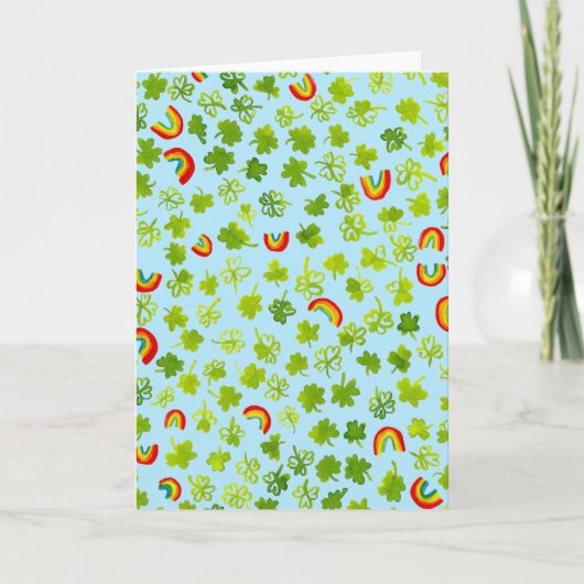 Kleeblatts und Regenbogen Irish St Patty's Karte (Vorderseite)