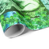 Kleeblatts und St.Patrick's Day Cat Musik machen Geschenkpapier (Rolleneckpunkt)