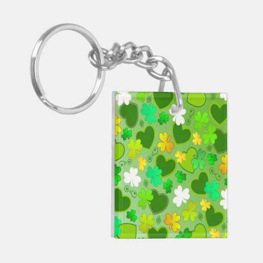 Kleeblatts und St. Patrick's Day Hearts Schlüssela Schlüsselanhänger (Vorderseite links)