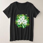 Kleeblatts und Wirbel St Patricks Day Große Größe T-Shirt (Design vorne)