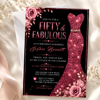 Kleid aus Roségold-glitzernden 50. Geburtstags-Ein Einladung