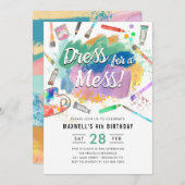 Kleid für ein Schlamassel Kinder Malerei Geburtsta Einladung (Vorne/Hinten)