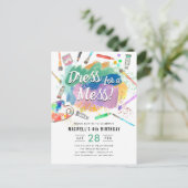 Kleid für ein Schlamassel Kinder Malerei Geburtsta Postkarte (Stehend Vorderseite)