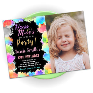 Kleid für Mess Paint Birthday mit Foto Einladung