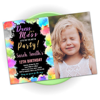 Kleid für Mess Paint Birthday mit Foto Einladung