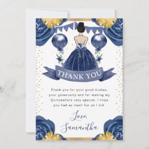 Kleid in Marineblau, dunkelhaarige Prinzessin Quin Dankeskarte