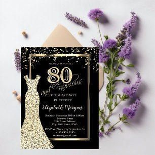 Kleid mit goldenen Pailletten 80. Geburtstag Einladung