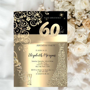 Kleid mit goldenen Pailletten Glasblumen 60. Gebur Einladung