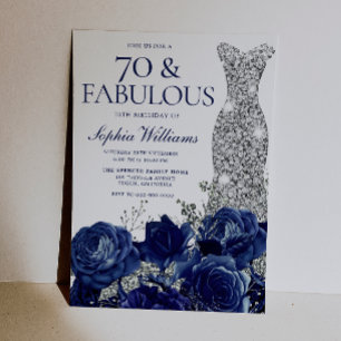 Kleid mit Navy Blumen und Silber 70. Geburtstagsfe Einladung