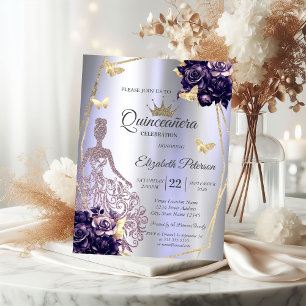 Kleid, Schmetterling Veilchen Rosen Lavendel Quinc Einladung