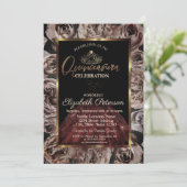 Kleid, Tiara, dunkle Rose Quinceañera Einladung (Stehend Vorderseite)