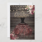 Kleid, Tiara, Rose, Holz, Quinceañera Einladung (Vorderseite)
