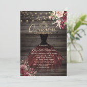 Kleid, Tiara, Rose, Holz, Quinceañera Einladung (Stehend Vorderseite)