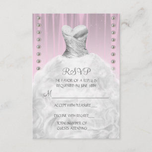 Kleid und Perlen Rosa Quinceanera RSVP Karte