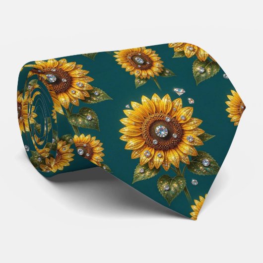 Kleide Dich Casual | Sonnenblumen und Diamanten Krawatte (Gerollt)