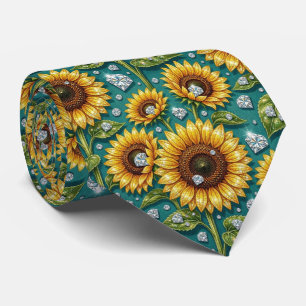 Kleide Dich Casual   Sonnenblumen und Diamanten Krawatte