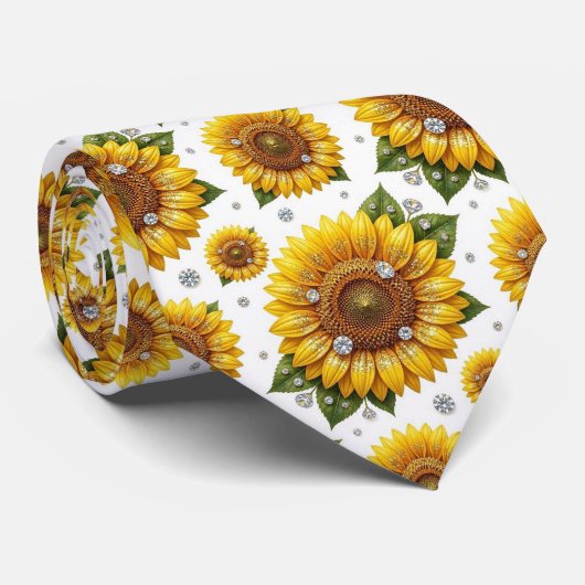 Kleide Dich Casual | Sonnenblumen und Diamanten Krawatte (Gerollt)