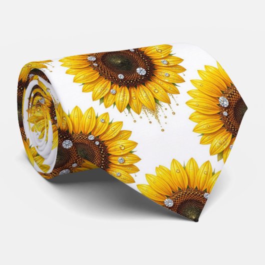 Kleide Dich Casual | Sonnenblumen und Diamanten Krawatte (Gerollt)