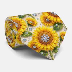 Kleide Dich Casual   Sonnenblumen und Diamanten Krawatte