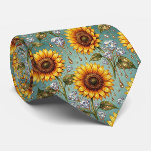 Kleide dich lässig   Sonnenblumen und Diamanten Krawatte