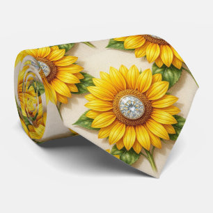 Kleide dich lässig   Sonnenblumen und Diamanten Krawatte