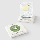 Kleider mit schwarz-weißem Streifen Steinuntersetzer (Seitenansicht)