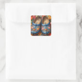 Kleider mit Tulip-Hintergrund Quadratischer Aufkleber (Tasche)