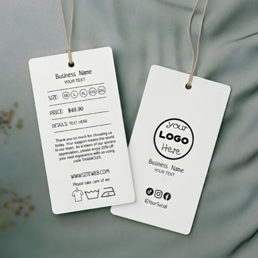 Kleideranhänger mit Preis & Logo | doppelseitig Visitenkarte