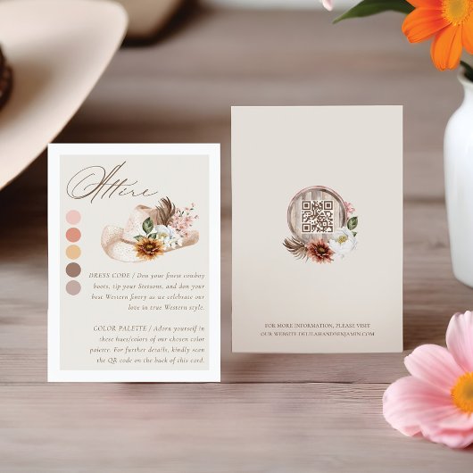 Kleidercode Floral Boho Western Hat Hochzeit Begleitkarte