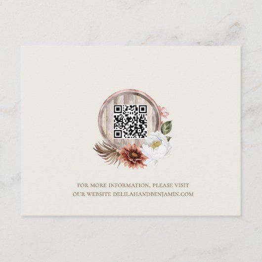 Kleidercode Floral Boho Western Hat Hochzeit Begleitkarte (Rückseite)