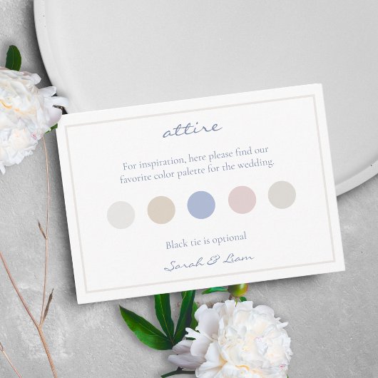 Kleidercode-Pastelle für RSVP-Hochzeiten Begleitkarte