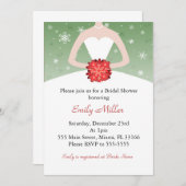 Kleidereinladungs-Winter-rotes grünes Brautparty Einladung (Vorne/Hinten)