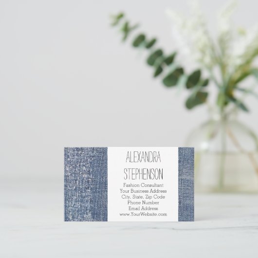 Kleidergeschäft mit geernteten Denim Jeans-Modemar Visitenkarte (Stehend Vorderseite)
