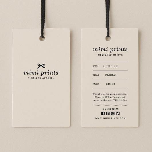 Kleiderhang Tag mit Preis, Größe, Stil & Soziales