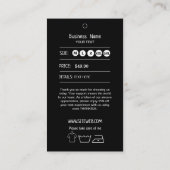 Kleiderhängeschild mit Preis & Logo | doppelseitig Visitenkarte (Rückseite)