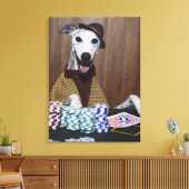 Kleiderhund am Spieltisch Leinwanddruck (Insitu (Wohnzimmer))