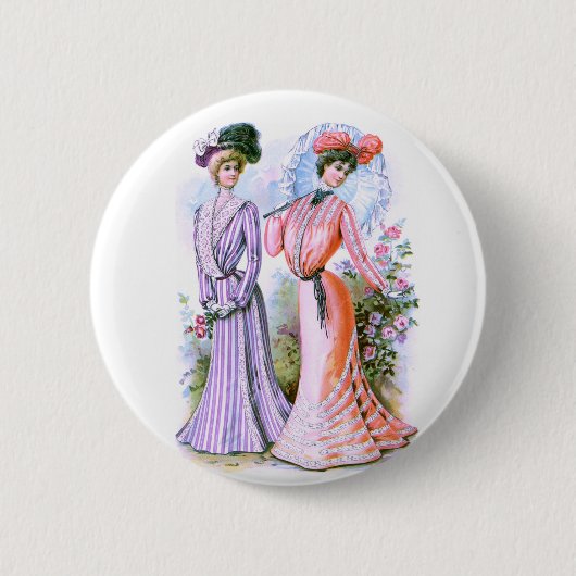 Kleidermode der 1900er Jahre Button (Vorderseite)