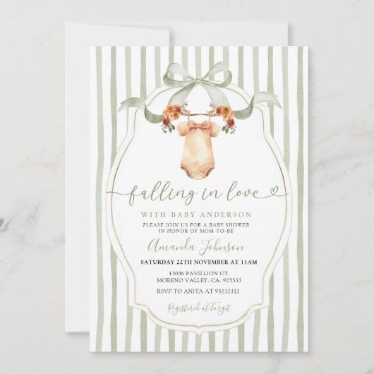 Kleiderständer mit Liebe und Babydusche Einladung (Vorderseite)