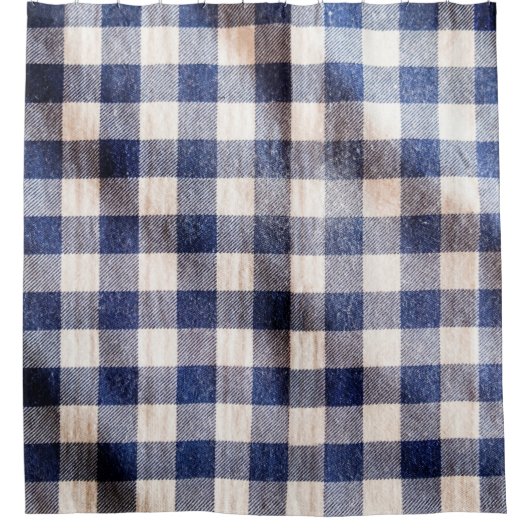 Kleiderstoff aus blauem Gingham, Stoffgewebe aus S Duschvorhang (Vorderseite)