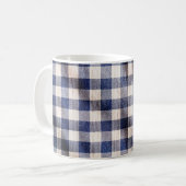 Kleiderstoff aus blauem Gingham, Stoffgewebe aus S Kaffeetasse (Vorderseite Links)