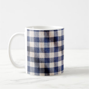 Kleiderstoff aus blauem Gingham, Stoffgewebe aus S Kaffeetasse