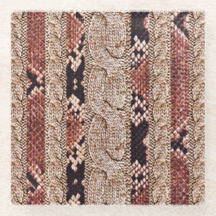 Kleiderstruktur, geometrisches Schlangenmuster. Glasuntersetzer