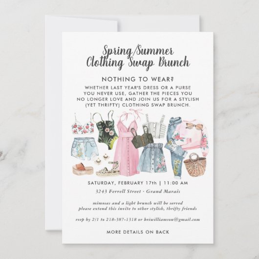 Kleidertausch-Party Einladung (Vorderseite)