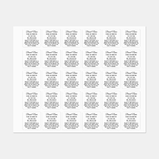 Kleidung aus schwarzem, rechteckigem Stoff Etiketten (Blatt)