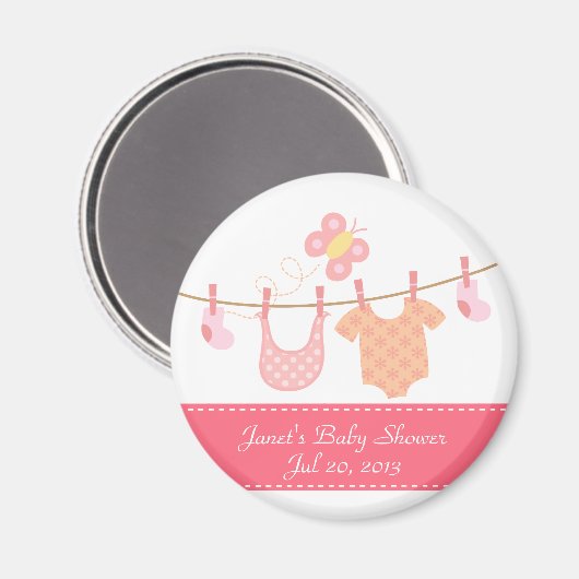 Kleidung für Kleinkinder an der Wäscheleine mit Sc Magnet (Vorderseite/Rückseite)