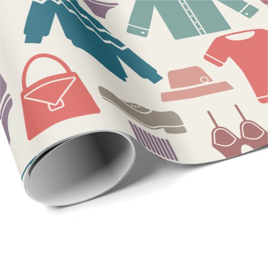 Kleidung Ikonen Wrapper Papier Geschenkpapier (Rolleneckpunkt)