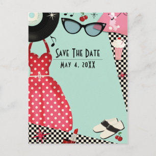 Kleidung im Stil der 1950er Jahre Retro Vintage Da Ankündigungspostkarte
