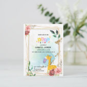 Kleidung mit Giraffe, Boho Floral Baby Dusche Postkarte (Stehend Vorderseite)