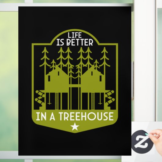 Kleidung und Dekoration von Baumhäusern Fensteraufkleber (Zuhause)