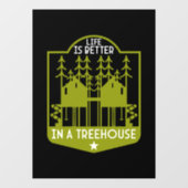 Kleidung und Dekoration von Baumhäusern Fensteraufkleber (Blatt)